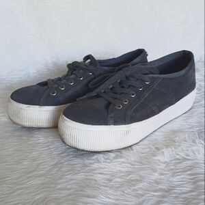 Grey Suede Platform Sneakers